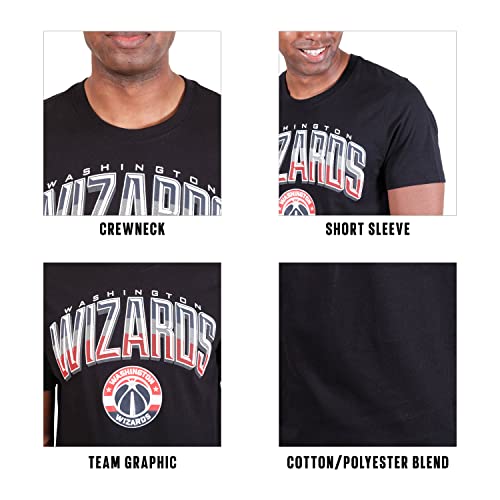 Ultra Game -NBA Washington Wizards Mens Arched Plexi Short Sleeve Tee Shirt, Black, Large