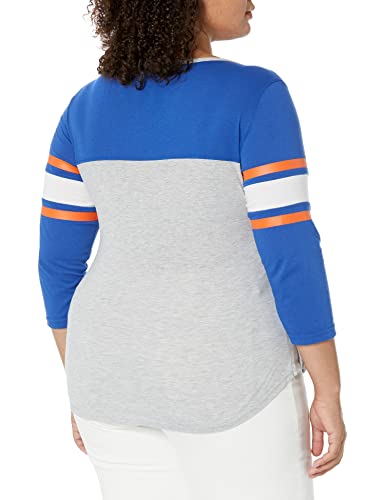 Ultra Game NBA New York Knicks Womens T-Shirt Raglan Baseball 3/4 Long Sleeve Tee Shirt, Team Color, X-Large