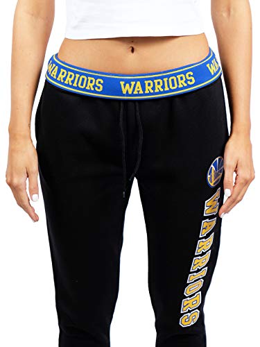 Ultra Game NBA Golden State Warriors Womens Jogger Pants Active Basic Fleece Sweatpants , Black, Large