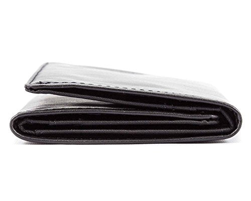 Big Skinny Men's Tri-Fold Leather Slim Wallet, Holds Up to 25 Cards, Black