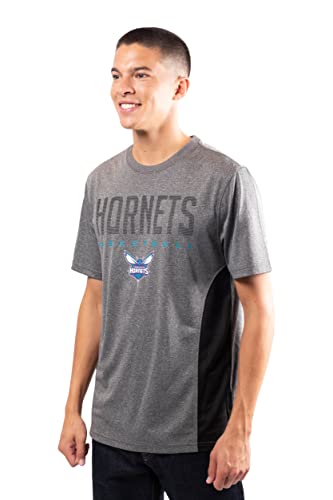 Ultra Game NBA Charlotte Hornets Mens Active Tee Shirt, Charcoal Heather, Medium