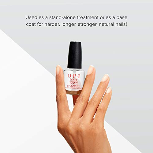OPI Nail Envy, Nail Strengthening Treatment, Stronger Nails in 1 Week, Hydrolyzed Wheat Protein and Calcium, Vitamin E, Dry and Brittle, 0.5 fl oz