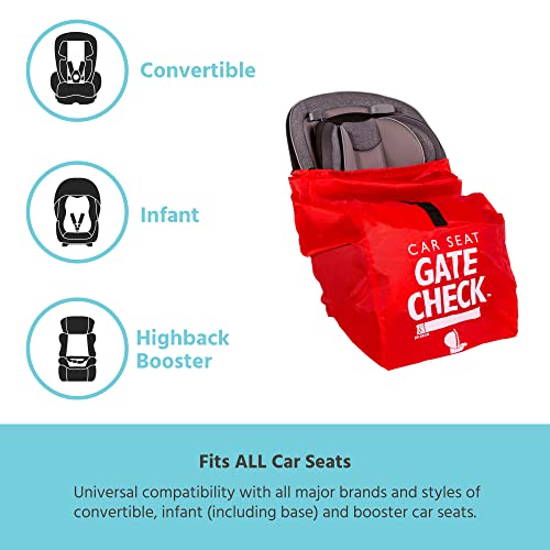 J.L. Childress Gate Check Bag for Car Seats - Car Seat Travel Bag - Fits All Car Seats, Infant carriers and Booster Seats - Car Seat Bag for Air Travel - Red