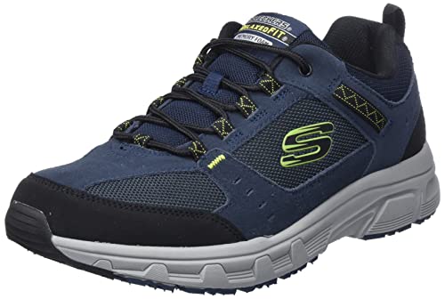 Skechers Men's Oak Canyon Oxford, Navy/Lime, 8