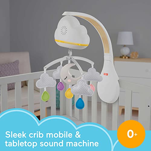 Fisher Price Sound Machine Calming Clouds Mobile and Soother Convertible Crib to Tabletop with Music and Lights for Newborn to Toddler