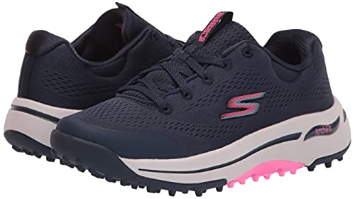 Skechers Women's Go Arch Fit Golf Shoe, Navy/Pink, 5.5