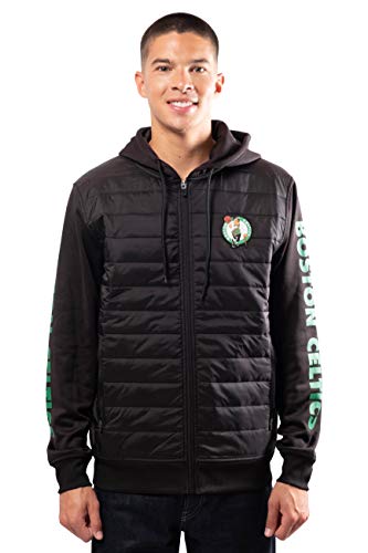 Ultra Game NBA Boston Celtics Mens Full Zip Soft Fleece Hoodie Jacket, Black, Medium