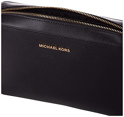Michael Kors Women's Jet Set Crossbody Leather Bag, Black, Large
