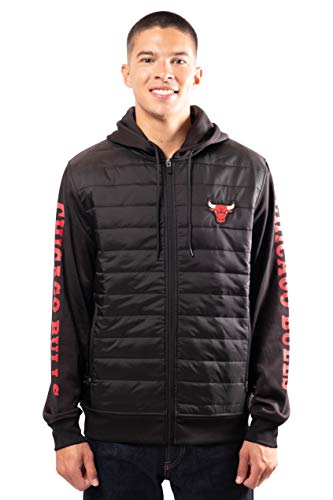 Ultra Game NBA Chicago Bulls Mens Full Zip Soft Fleece Hoodie Jacket, Black, Large