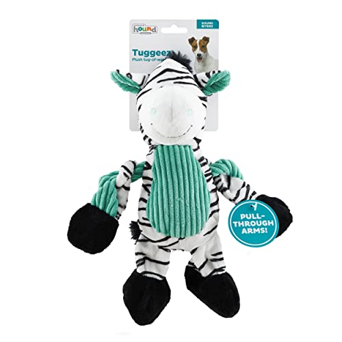 Charming Pet Pulleez Zebra Squeaky Plush Dog Toy with Ropes for Pull-Through Tugging Action