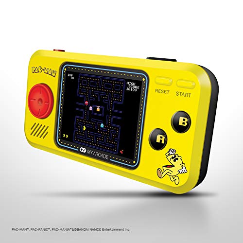 My Arcade Pocket Player Handheld Game Console: 3 Built In Games, Pac-Man, Pac-Panic, Pac-Mania, Collectible, Full Color Display, Speaker, Volume Controls, Headphone Jack, Battery or Micro USB Powered