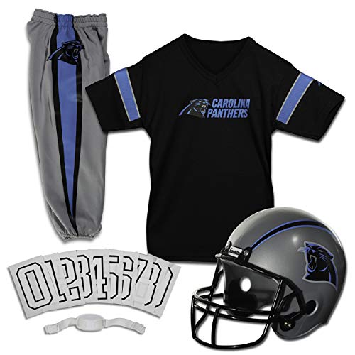 Franklin Sports Carolina Panthers Kids Football Uniform Set - NFL Youth Football Costume for Boys and Girls - Set Includes Helmet, Jersey and Pants - Medium