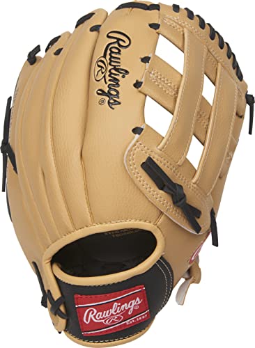 Rawlings Players Series Youth Tball/Baseball Glove (Ages 5-7), Camel/Black, 11.5 inch