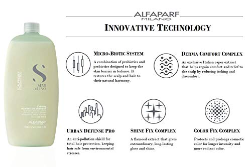 Alfaparf Milano Semi Di Lino Scalp Relief Low Shampoo for Sensitive Skin - Sulfate Free Shampoo - Soothes, Brings Comfort and Hydrates - Itch Relief - Professional Salon Quality - 33.8 Fl Oz