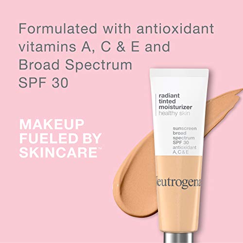 Neutrogena Healthy Skin Radiant Tinted Facial Moisturizer with Broad Spectrum SPF 30 Sunscreen Vitamins A, C, and E, Lightweight, Sheer, and Oil-Free Coverage, Sheer Ivory 10, 1.1 fl. oz