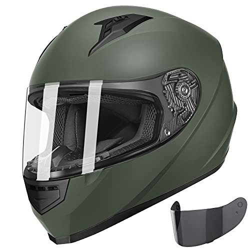 GLX GX11 Compact Lightweight Full Face Motorcycle Street Bike Helmet with Extra Tinted Visor DOT Approved (Camo, X-Large)