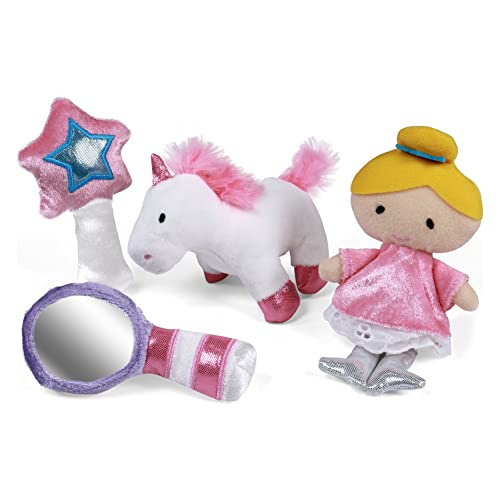 Baby GUND Play Soft Collection, Princess Castle 5-Piece Plush Playset with Rattle, Squeaker and Crinkle Plush Toys, Sensory Toy for Babies and Newborns, 7”