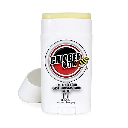 Crisbee Stik® Cast Iron and Carbon Steel Seasoning - Family Made in USA - The Cast Iron Seasoning Oil and Conditioner Preferred by Experts - Maintain a Cleaner Non-Stick Skillet