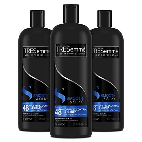 TRESemmé Shampoo Smooth and Silky 3 Count Tames and Moisturizes Dry Hair With Moroccan Argan Oil For Professional Quality Salon-Healthy Look And Shine 28 oz