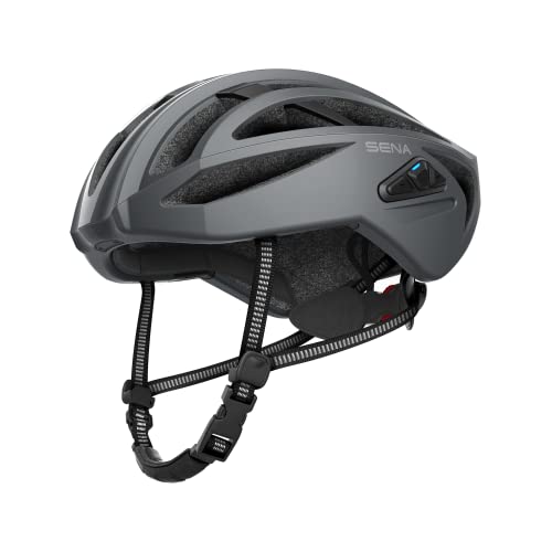Sena R2X Smart Road Cycling Helmet with Alexa Built-in and Mesh Intercom (Matte Gray, Small)