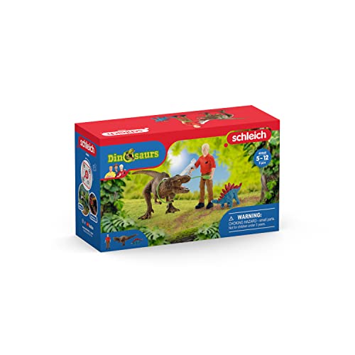 Schleich Dinosaurs, Dinosaur Toys for Kids, Tyrannosaurus Rex Attack 5-Piece Dino Set with T-Rex Toy, Ages 4+