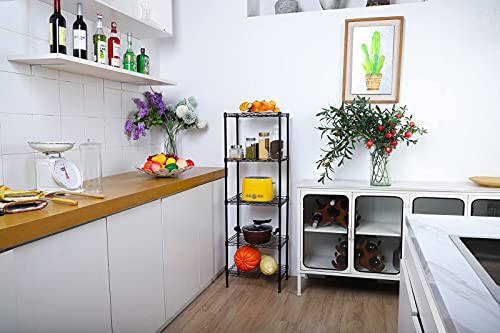 REGILLER 5-Wire Shelving Metal Storage Rack Adjustable Shelves, Standing Storage Shelf Units for Laundry Bathroom Kitchen Pantry Closet(Black, 16.6L x 11.8W x 53.5H)