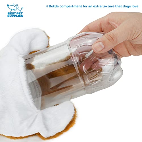 Best Pet Supplies 2-in-1 Stuffless Squeaky Dog Toys with Soft, Durable Fabric for Small, Medium, and Large Pets, No Stuffing for Indoor Play, Holds a Plastic Bottle - Fox, Large