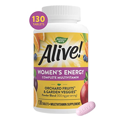 Nature’s Way Alive! Women’s Energy Multivitamin, Supports Whole Body Wellness*, Supports Cellular Energy*, B-Vitamins, Gluten-Free, 130 Tablets