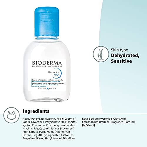 Bioderma - Hydrabio H2O - Micellar Water - Cleansing and Make-Up Removing - for Dehydrated Sensitive Skin, 3.38 Fl Oz (Pack of 1)
