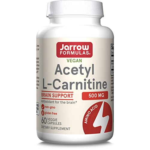 Jarrow Formulas Acetyl L-Carnitine 500 mg - Antioxidant Protection for The Brain - Supports Energy Production and Metabolism - Heart and Cardiovascular Health - 60 Veggie Capsules (Packaging May Vary)