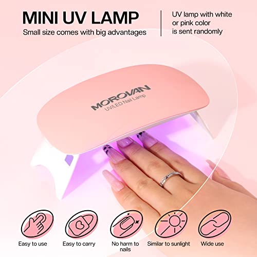 Morovan Solid Builder Gel for Nails - 4 Colors Builder Gel Nail Kit with UV Light Non-Sticky Hand Nail Carving Gel Nail Extension Gel for Nail Strenthen DIY Home Extension Caving