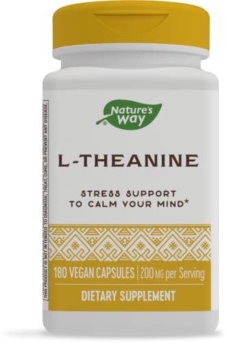 Nature's Way L-Theanine, Amino Acid, 200 mg Potency, 180 Capsules