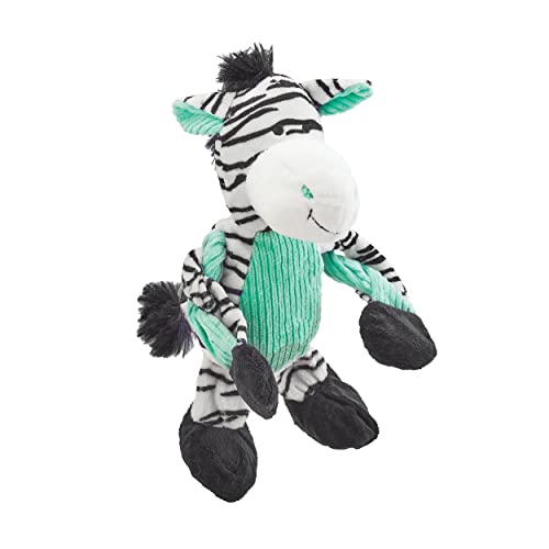 Charming Pet Pulleez Zebra Squeaky Plush Dog Toy with Ropes for Pull-Through Tugging Action