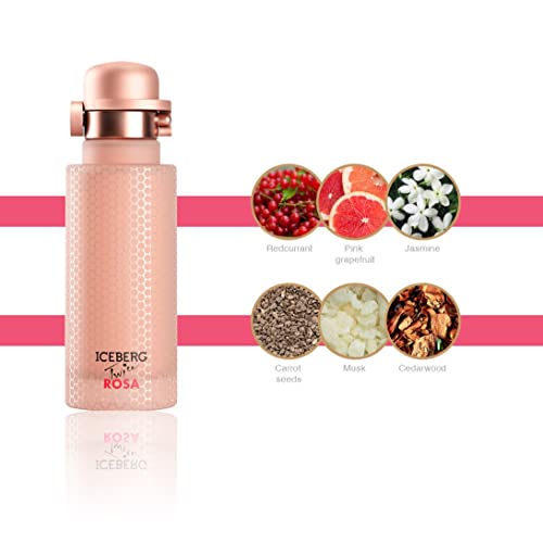 ICEBERG Twice ROSA - Woody Floral Musk Fragrance For The Modern Woman - Fresh And Fruity Feminine EDT Spray Perfume For Women - Sparkling Notes Of Redcurrant, Grapefruit, Jasmine, Cedarwood - 4.2 Oz