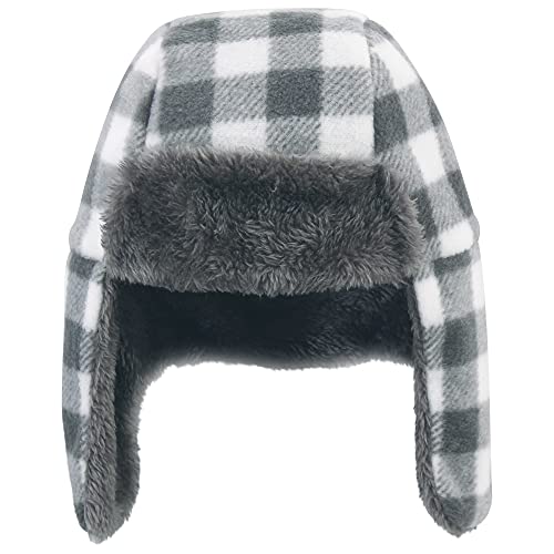 Hudson Baby Baby Trapper Hat, Mitten and Bootie Set, Charcoal White Plaid, 6-12 Months