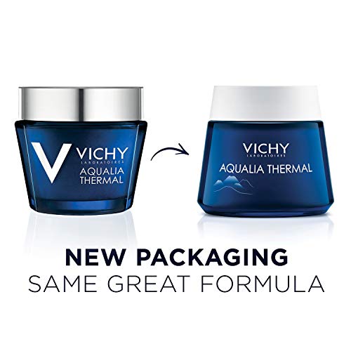 Vichy Aqualia Thermal Spa Face Night Cream and Overnight Mask with Hyaluronic Acid, Moisturizer for Face and Neck, Moisturizing Night Time Anti Wrinkle Cream, Light Scent, Paraben Free