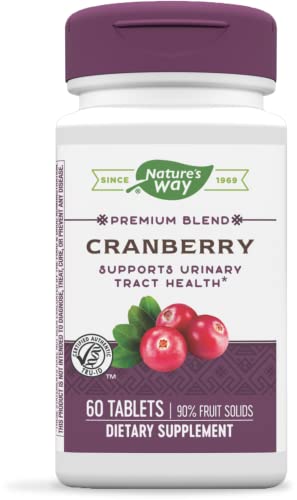 Nature's Way Premium Blend Cranberry, Urinary Tract Health Support* Supplement with Vitamin C, 60 Tablets