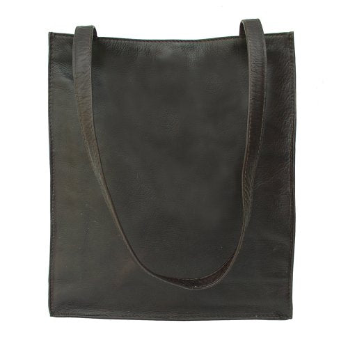 Piel Leather Open Market Bag, Chocolate, One Size