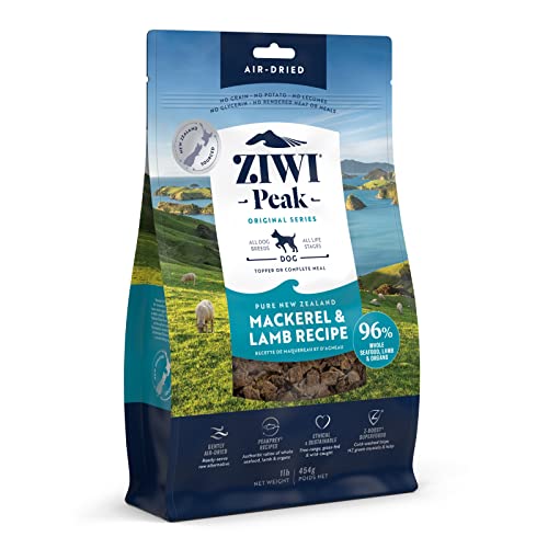 ZIWI Peak Air-Dried Dog Food – All Natural, High Protein, Grain Free and Limited Ingredient with Superfoods (Mackerel and Lamb, 1.0 lb)