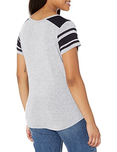 Ultra Game NBA Los Angeles Lakers Womens Box Out Varsity Stripe Tee Shirt, Heather Gray, Large
