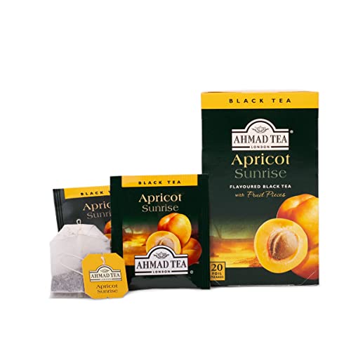 Ahmad Tea Black Tea, Apricot Sunrise Teabags, 20 ct (Pack of 6) - Caffeinated and Sugar-Free