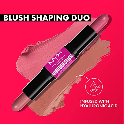 NYX PROFESSIONAL MAKEUP Wonder Stick Blush with Hydrating Hyaluronic Acid, Dual-Ended Cream Blush Stick - Light Peach and Baby Pink