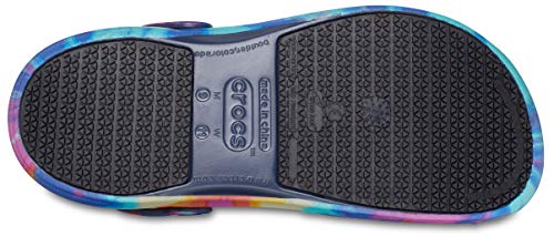 Crocs Unisex Adult Men's and Women's Bistro Clog | Slip Resistant Work Shoes, Tie Dye/Navy, 14 US