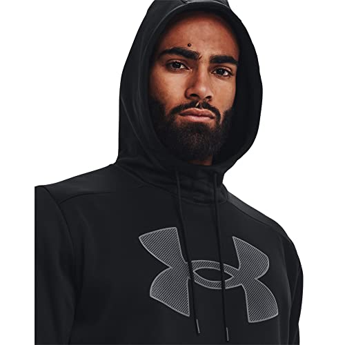 Under Armour Mens Big Logo ArmourFleece Hoodie , (001) Black / Black / Pitch Gray , Small