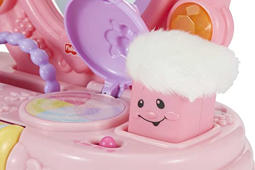 Fisher-Price Laugh and Learn Baby Toy, Magical Musical Mirror, Pretend Vanity Set with Light Sounds and Learning Songs for Infant to Toddler, Pink