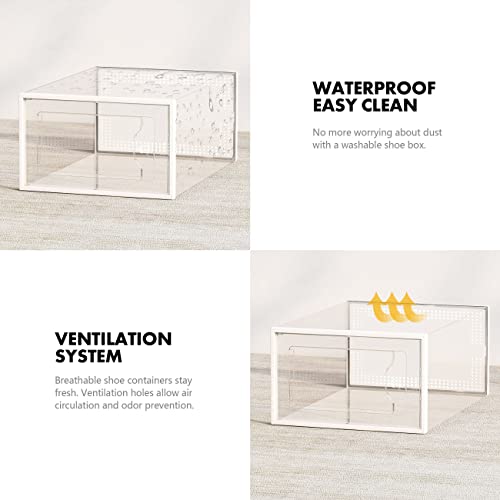 SEE SRPING XX-Large 12 Pack Shoe Storage Box, Clear Plastic Stackable Shoe Organizer for Closet, Shoe Rack Sneaker Containers Bins Holders Fit up to Size 14 (Clear)