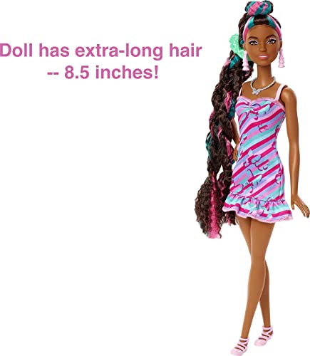 Barbie Totally Hair Butterfly-Themed Doll, 8.5 inch Fantasy Hair, Dress, 15 Hair and Fashion Play Accessories (8 with Color Change Feature) for Kids 3 Years Old and Up