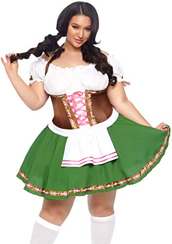 Leg Avenue womens - 2 Piece Gretchen Dress Set Oktoberfest Peasant Top Dress for Women Adult Sized Costumes, Green, 2X US