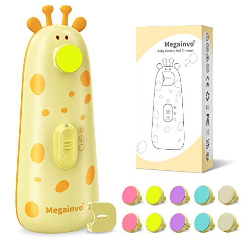 Baby Nail Trimmer Electric Baby Nail File with Light 10 Grinding Heads Safe Queit Baby Nail Grooming Care Kit for Newborn Infant Toddler Toes Fingernails - Orange