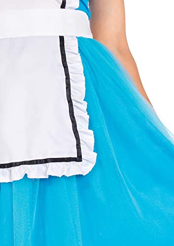 Leg Avenue 2 Piece Classic Alice in Wonderland Set-Cute Apron Dress and Headband Halloween Costume for Adult Women, Blue/White, Medium